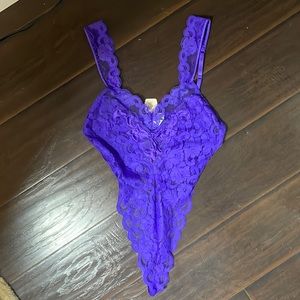 NWT Vintage Purple Victoria Secret Lace One Piece Lingerie. Size Small